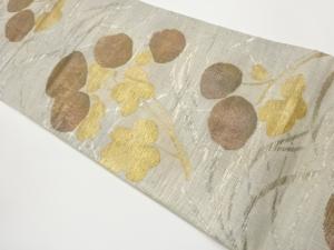  紗 紙布草花模様織出し袋帯
